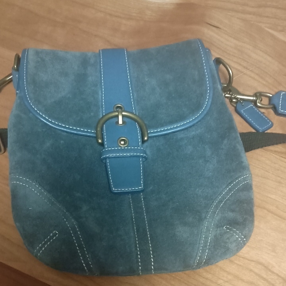 Coach Vintage Blue Suede Crossbody Bag